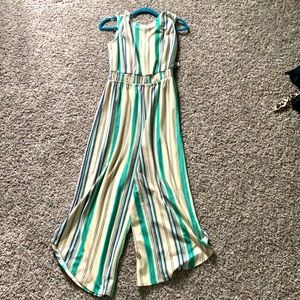 Striped pants romper